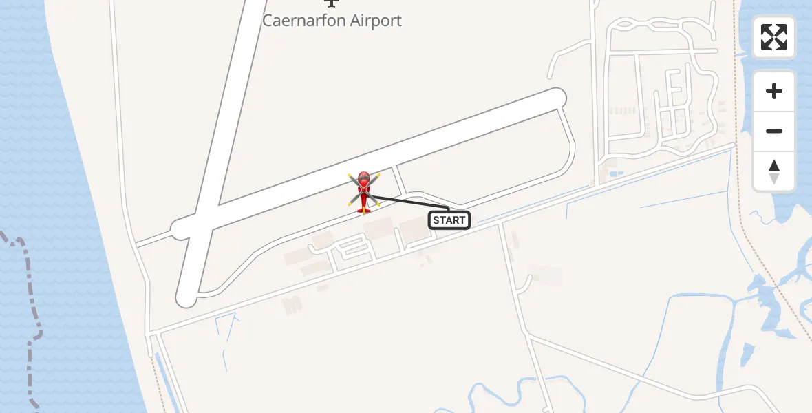 Flight route Air Ambulance Helicopter Caernarfon Airport - Caernarfon Airport, 24 September 2026, 12:53