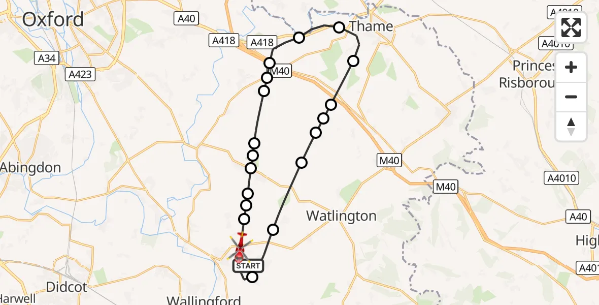Flight route Air Ambulance Helicopter RAF Benson - Benson, 24 September 2026, 13:13