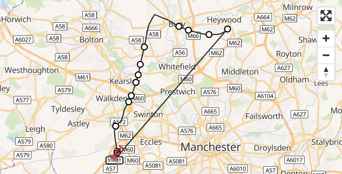 Flight route Air Ambulance Helicopter Manchester Barton Aerodrome - Manchester Barton Aerodrome, 24 September 2026, 15:11
