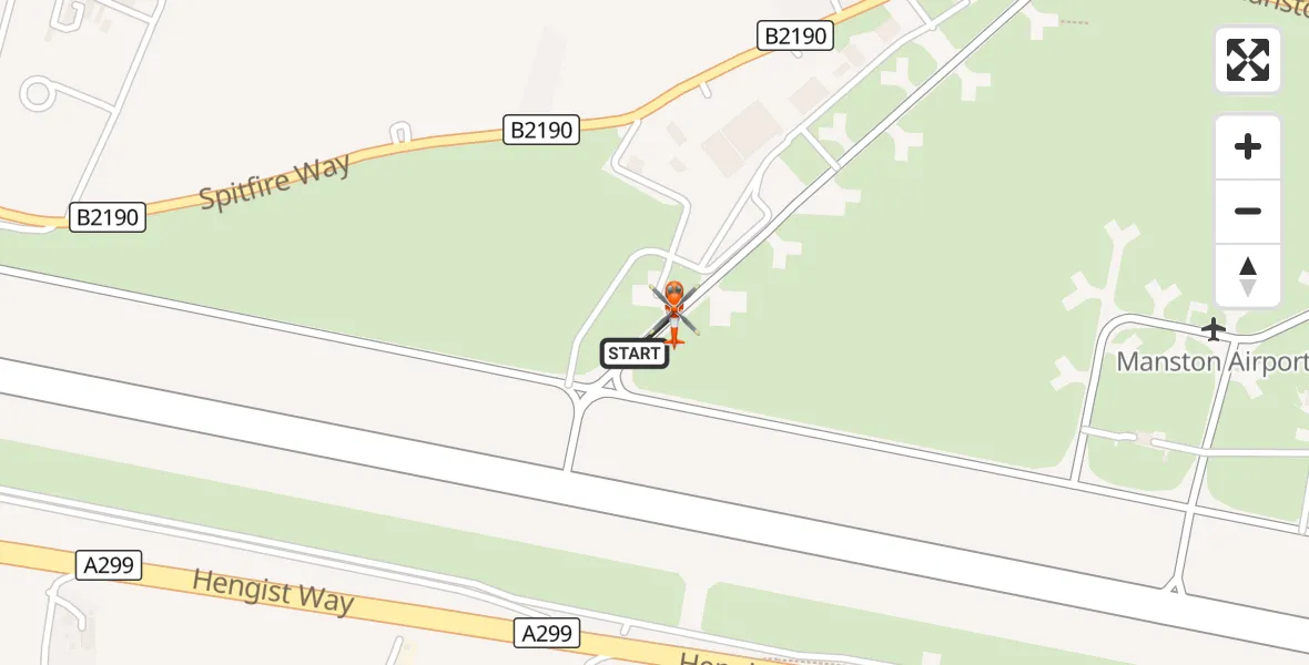 Flight route Coastguard Helicopter Manston Airport - Manston Airport, 24 September 2026, 16:14