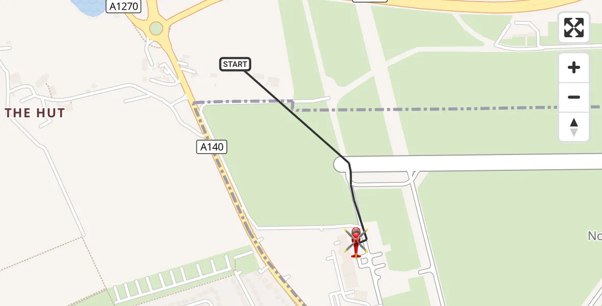 Flight route Air Ambulance Helicopter Norwich Airport - Norwich Airport, 24 September 2026, 20:13
