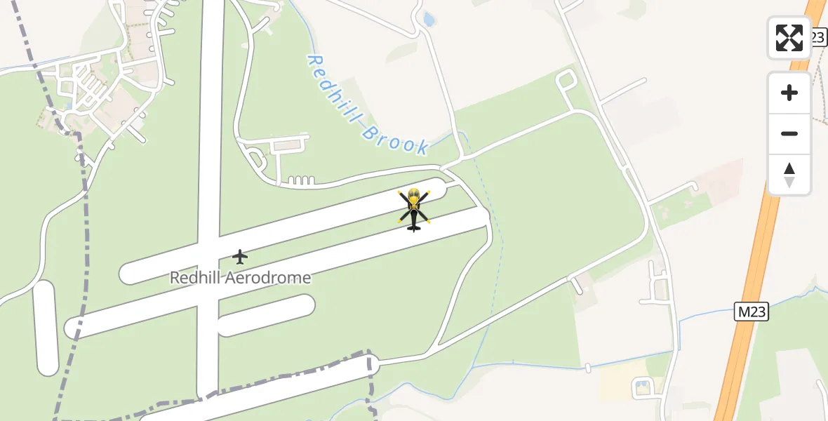 Flight route Police Helicopter Redhill Aerodrome - Redhill Aerodrome, 24 September 2026, 20:53