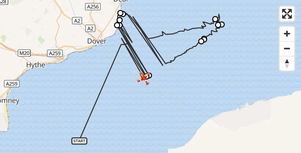 Flight route Coastguard Drone English Channel - English Channel, 25 September 2026, 01:04