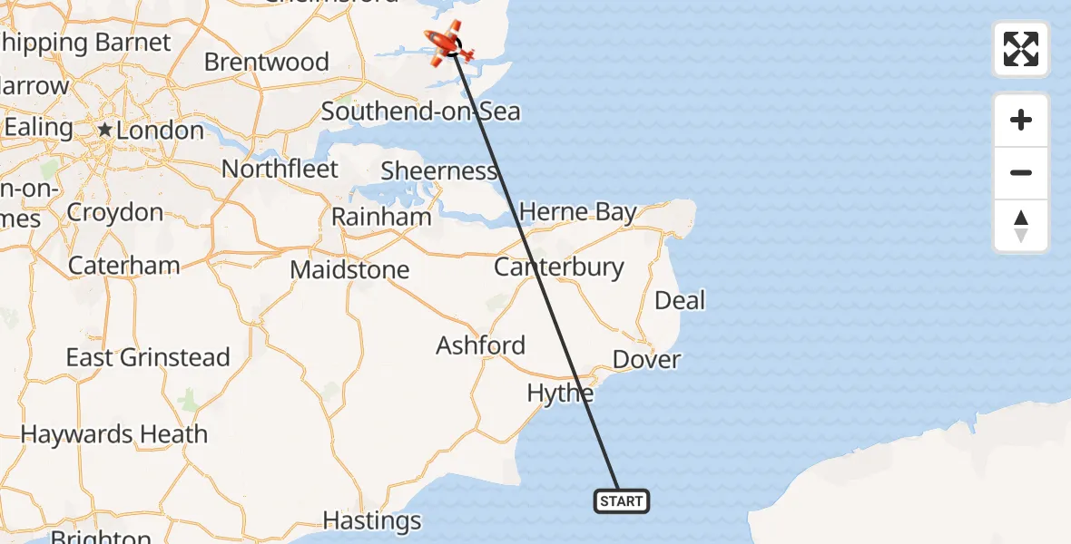 Flight route Coastguard Drone English Channel - Burnham-on-Crouch, 25 September 2026, 01:51
