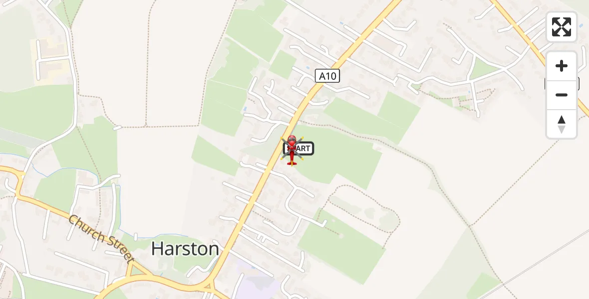 Flight route Air Ambulance Helicopter Harston - Harston, 25 September 2026, 09:10