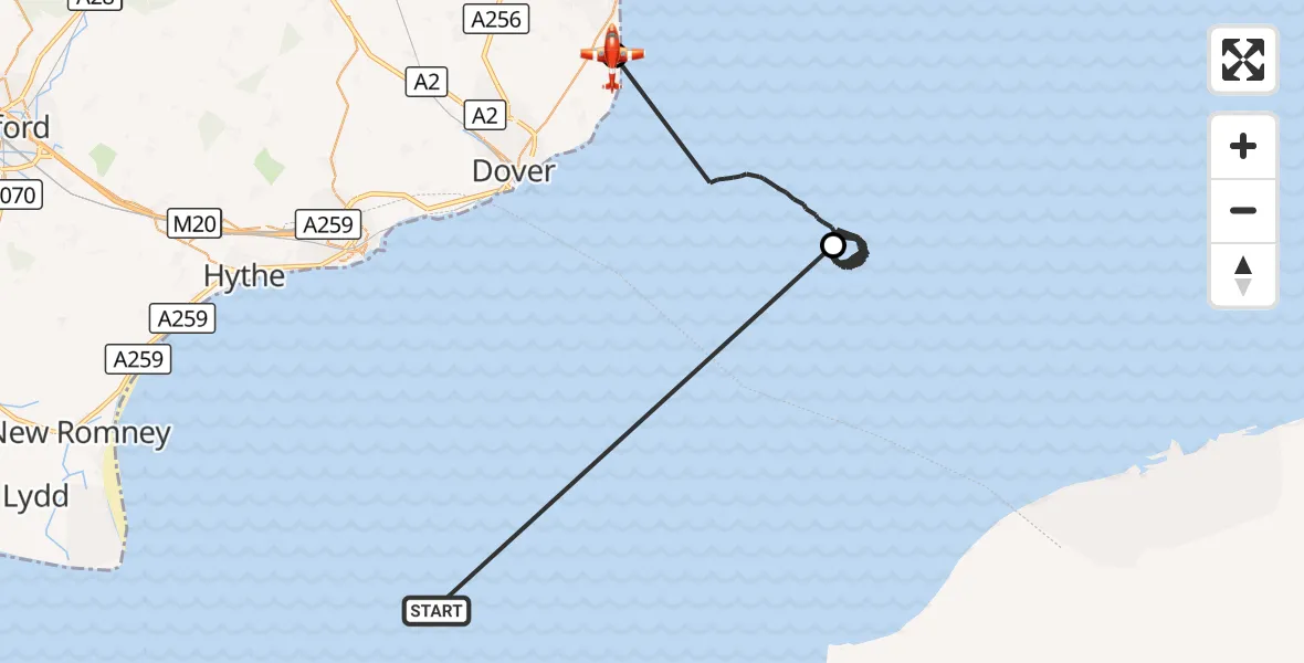 Flight route Coastguard Drone English Channel - Dover, 25 September 2026, 09:16