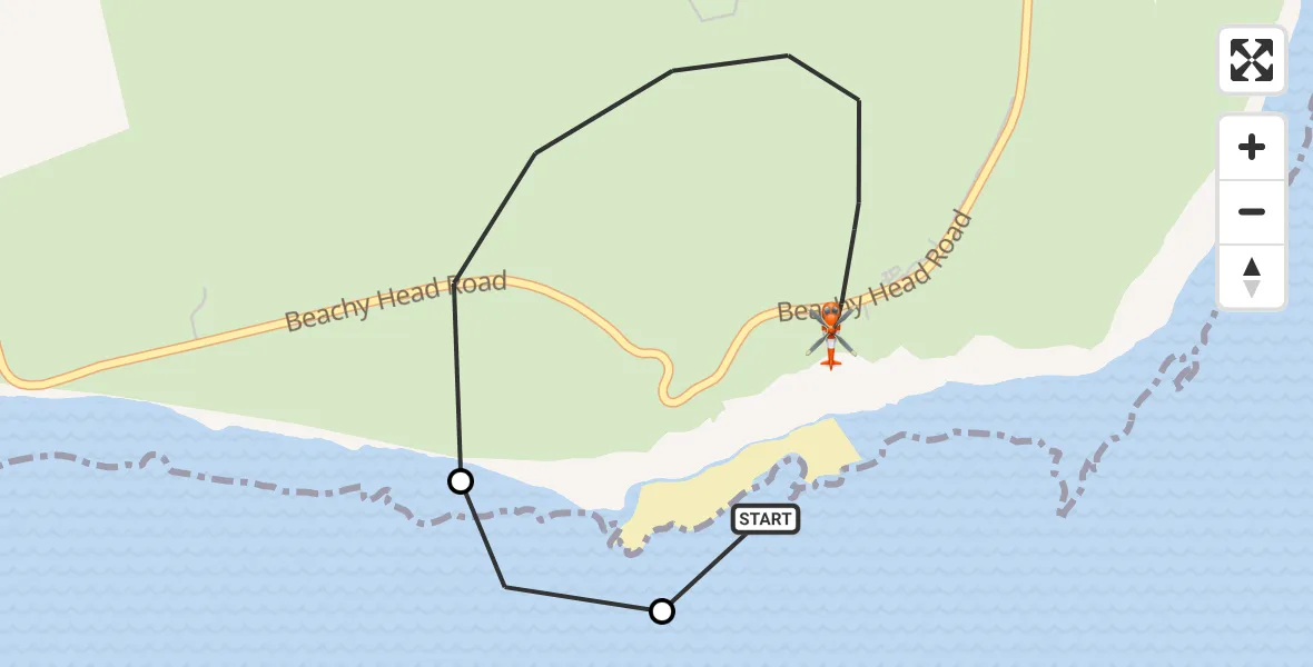 Flight route Coastguard Helicopter Eastbourne - Eastbourne, 25 September 2026, 11:02