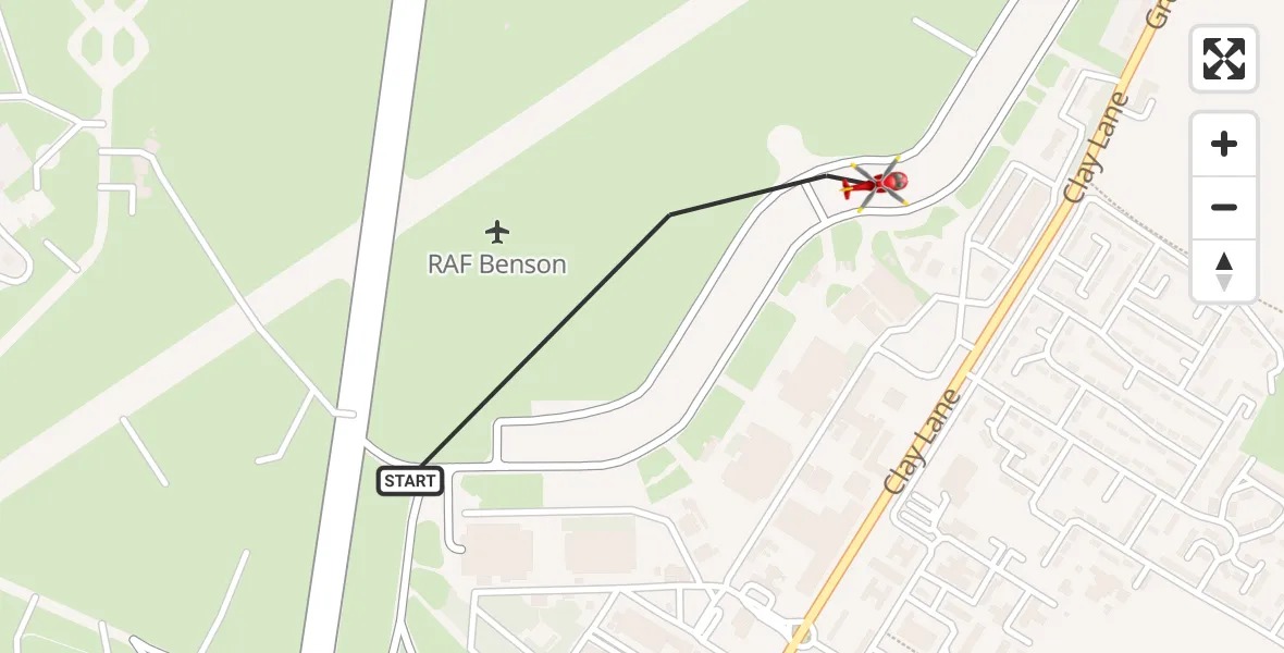 Flight route Air Ambulance Helicopter RAF Benson - RAF Benson, 25 September 2026, 13:40