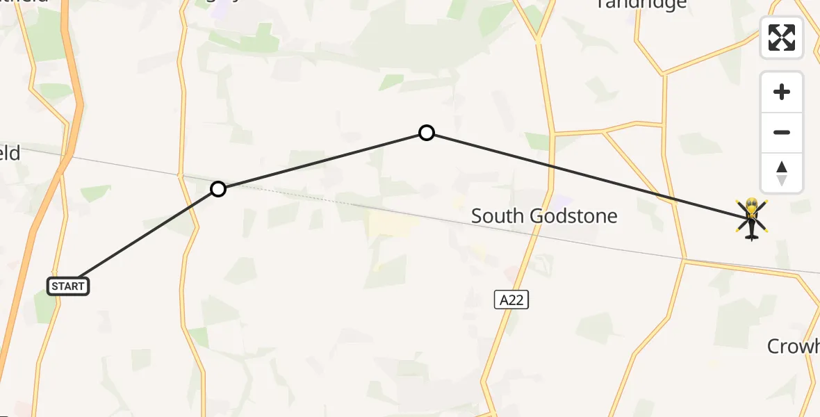 Flight route Police Helicopter South Nutfield - South Godstone, 25 September 2026, 14:07