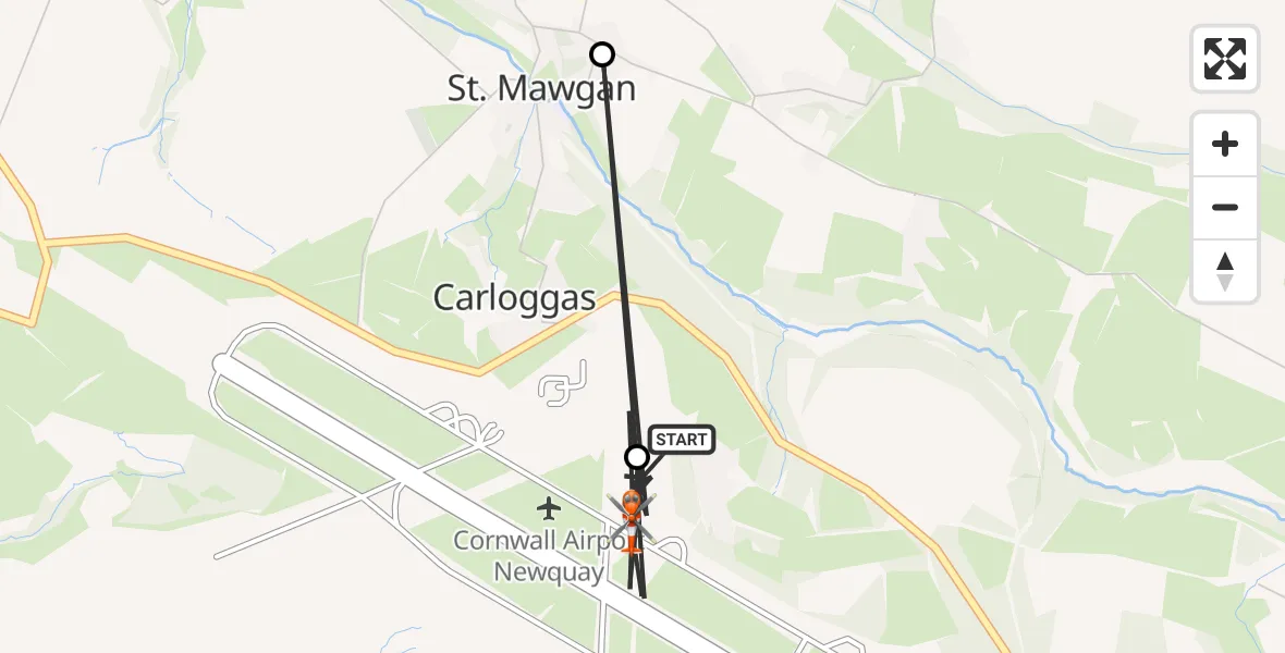 Flight route Coastguard Helicopter Cornwall Airport Newquay - Cornwall Airport Newquay, 25 September 2026, 15:38