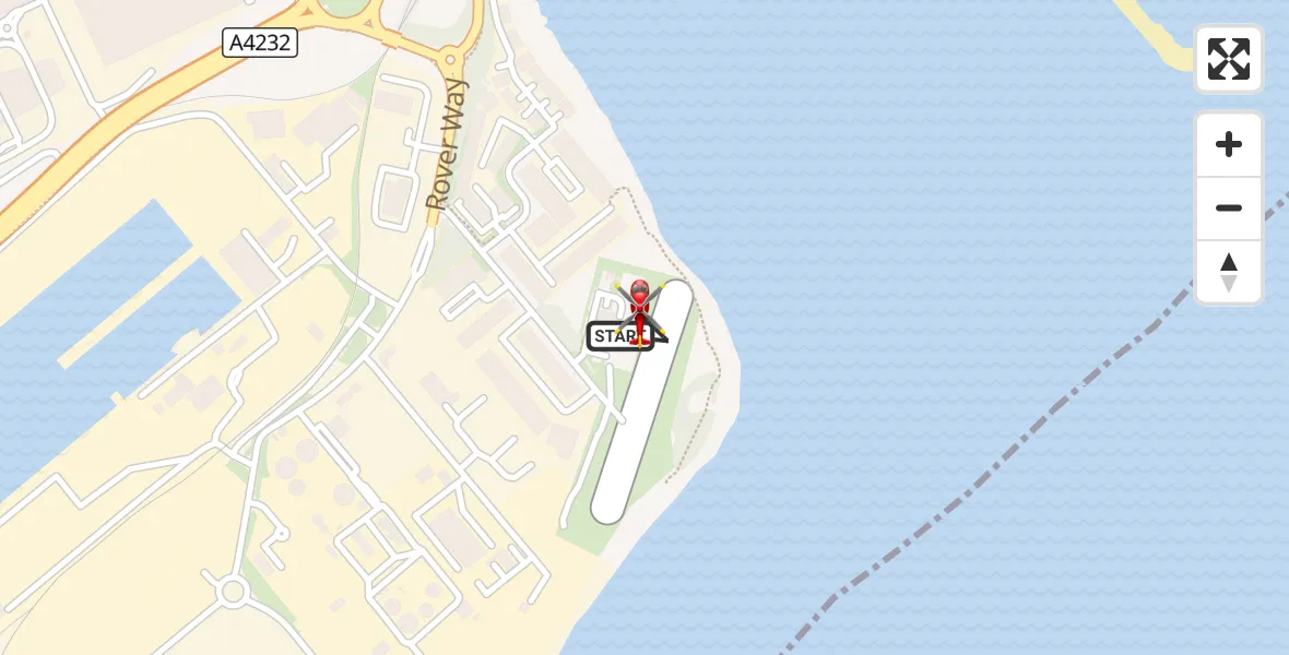 Flight route Air Ambulance Helicopter Cardiff Heliport - Cardiff Heliport, 25 September 2026, 16:54