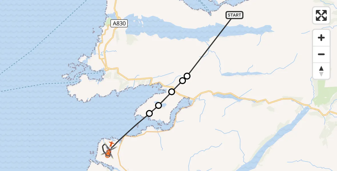 Flight route Coastguard Helicopter Coille Bheag - Inner Seas, 25 September 2026, 19:20