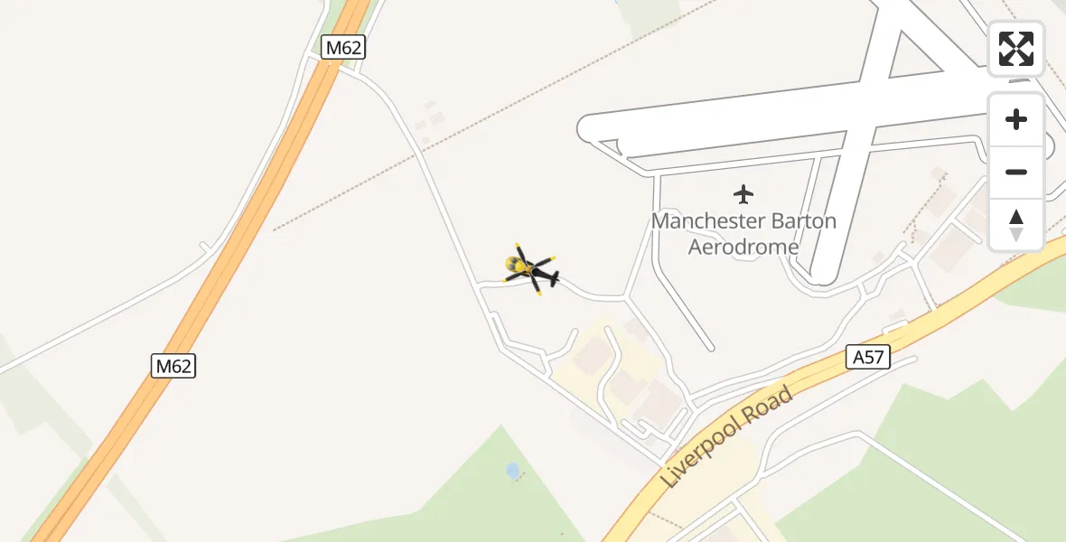 Flight route Police Helicopter Manchester Barton Aerodrome - Manchester Barton Aerodrome, 25 September 2026, 19:45