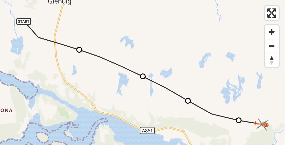 Flight route Coastguard Helicopter Inner Seas - Highland, 25 September 2026, 19:47