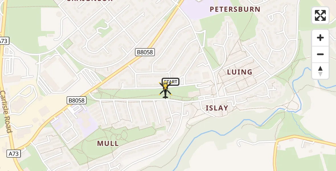 Flight route Police Helicopter Chapelhall - Gartness, 26 September 2026, 00:04