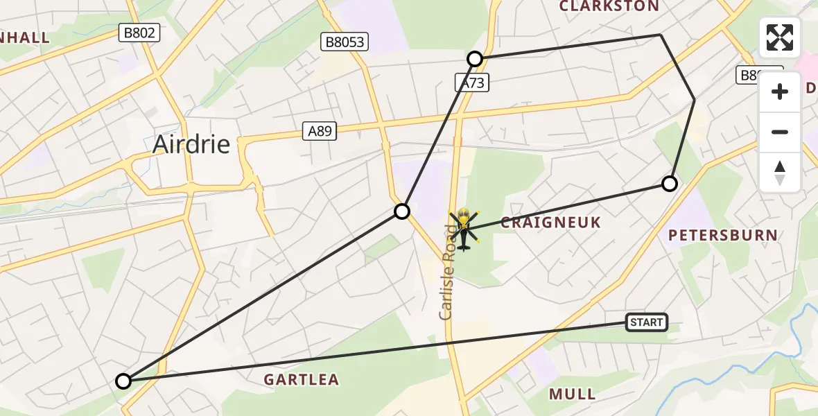 Flight route Police Helicopter Chapelhall - Chapelhall, 26 September 2026, 00:07