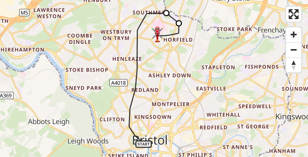 Flight route Air Ambulance Helicopter Bristol - Bristol, 26 September 2026, 00:16