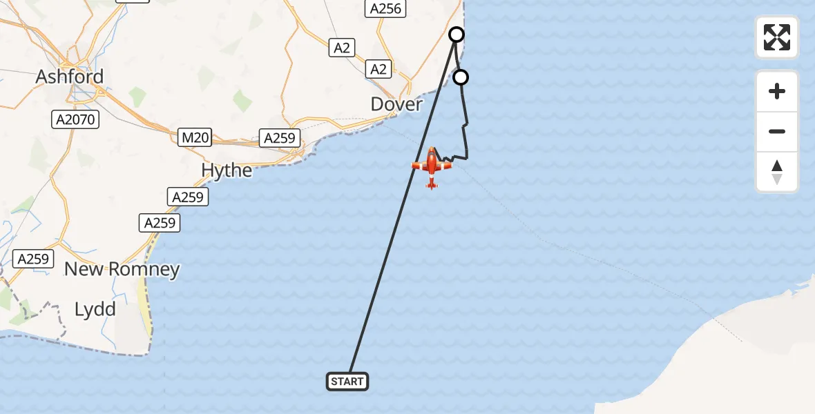 Flight route Coastguard Drone English Channel - English Channel, 26 September 2026, 03:37