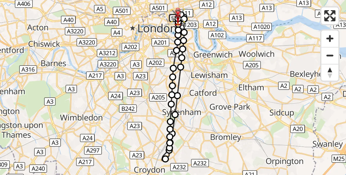 Flight route Air Ambulance Helicopter Royal London Hospital - Royal London Hospital, 26 September 2026, 08:46