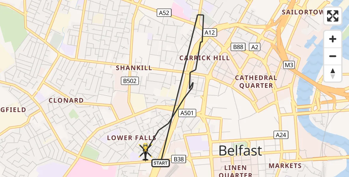 Flight route Police Helicopter Belfast City District - Belfast City District, 26 September 2026, 10:03