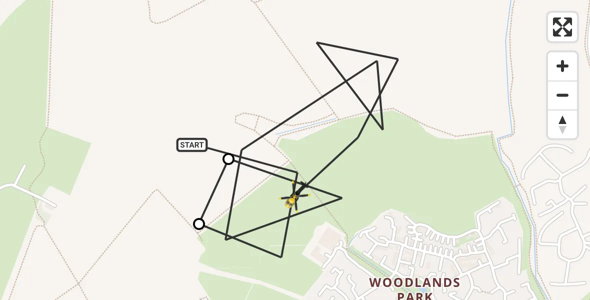 Flight route Police Helicopter Ravensden - Ravensden, 26 September 2026, 10:20