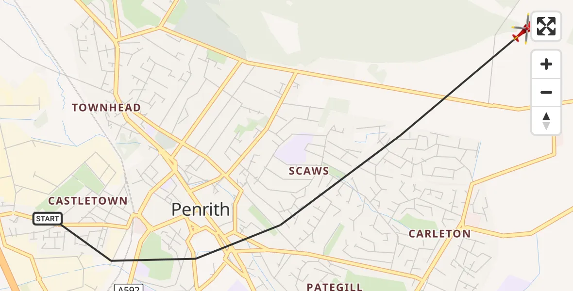 Flight route Air Ambulance Helicopter Penrith - Penrith, 26 September 2026, 10:53