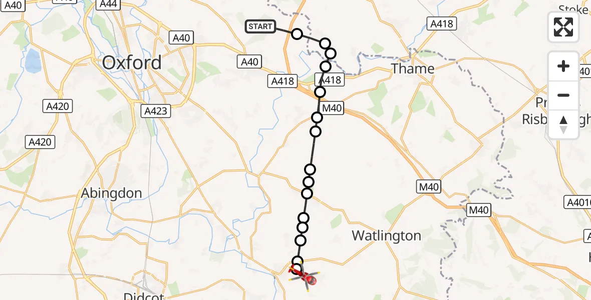 Flight route Air Ambulance Helicopter South Oxfordshire - RAF Benson, 26 September 2026, 11:39