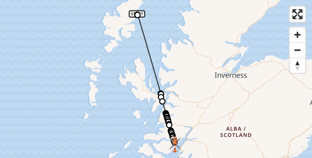 Flight route Coastguard Helicopter Stornoway Airport - Ardgour, 26 September 2026, 13:39