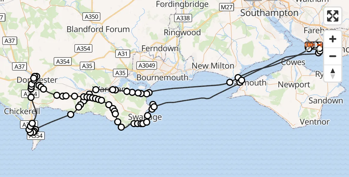 Flight route Coastguard Helicopter Solent Airport - Solent Airport, 26 September 2026, 14:04
