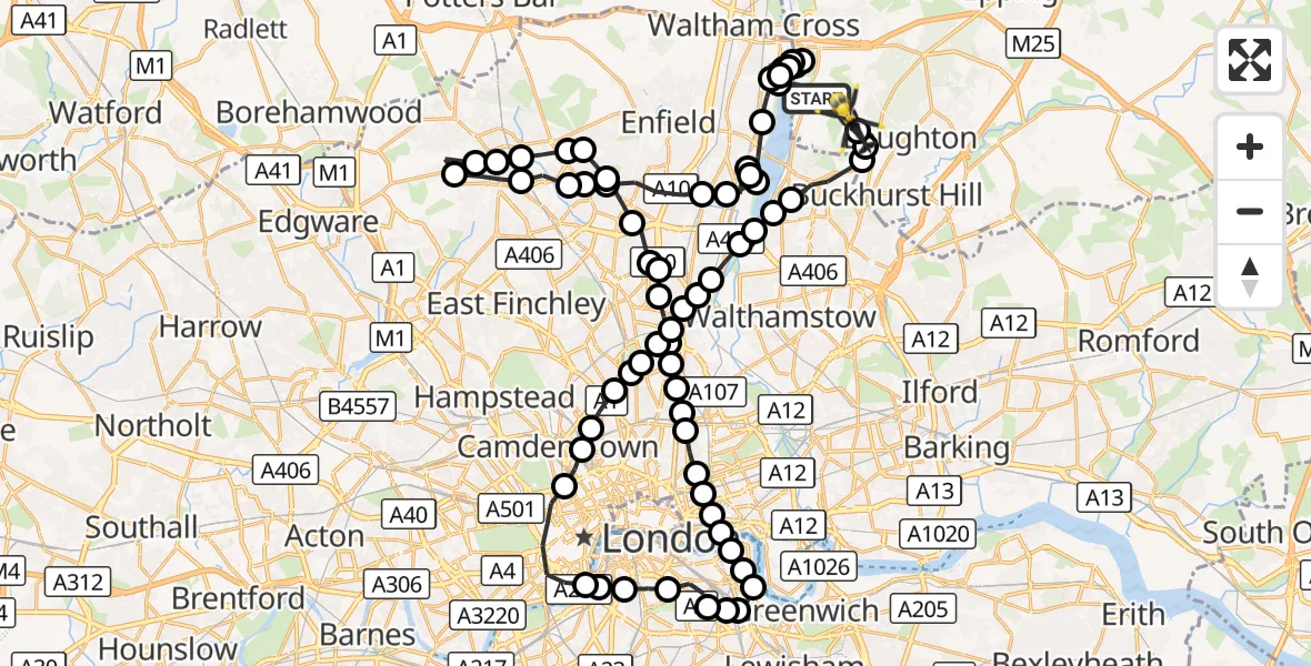 Flight route Police Helicopter Epping Forest - Sewardstonebury, 26 September 2026, 14:41