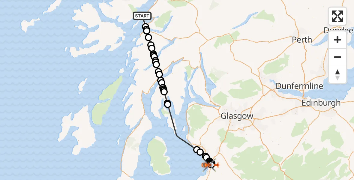 Flight route Coastguard Helicopter Inner Seas - Glasgow Prestwick Airport, 26 September 2026, 14:41
