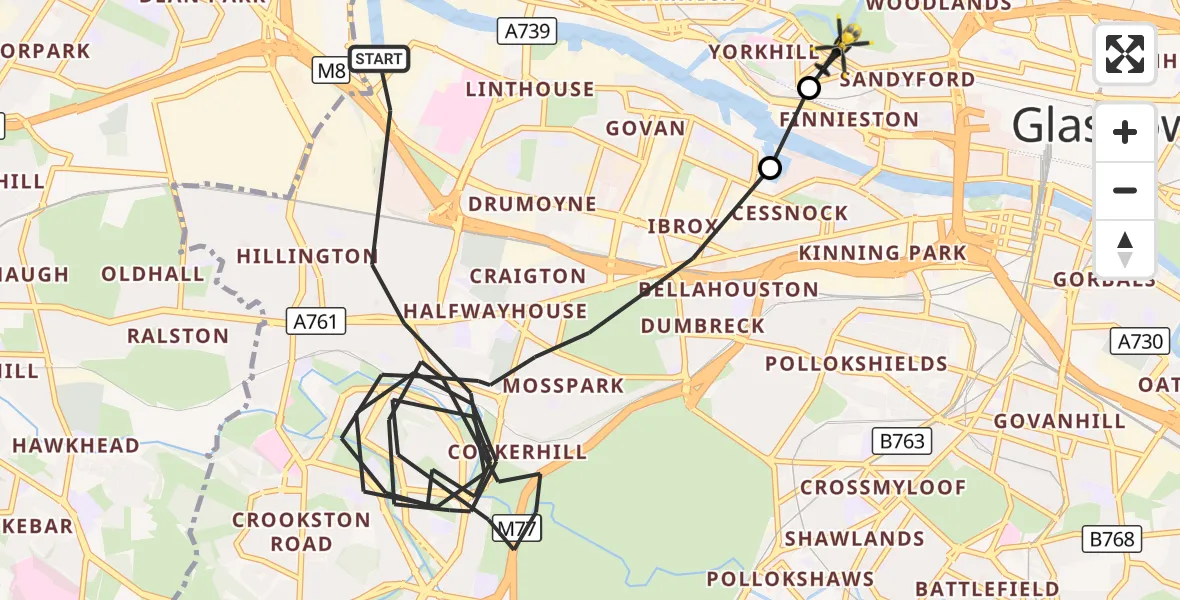 Flight route Police Helicopter Glasgow - Glasgow, 26 September 2026, 15:00