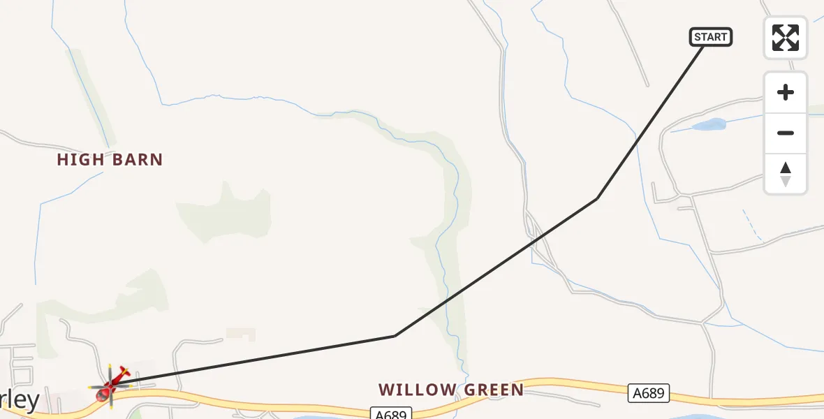 Flight route Air Ambulance Helicopter Wolsingham - Frosterley, 26 September 2026, 15:01