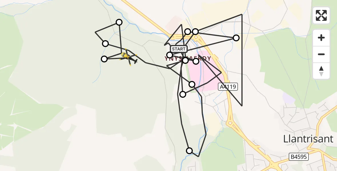Flight route Police Helicopter Llantrisant - Talbot Green, 26 September 2026, 15:08