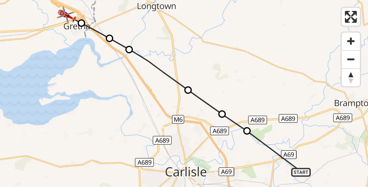Flight route Air Ambulance Helicopter Heads Nook - Gretna, 26 September 2026, 15:51