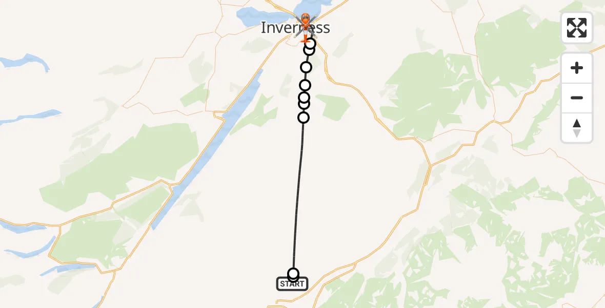 Flight route Coastguard Helicopter Highland - Inverness, 26 September 2026, 18:04