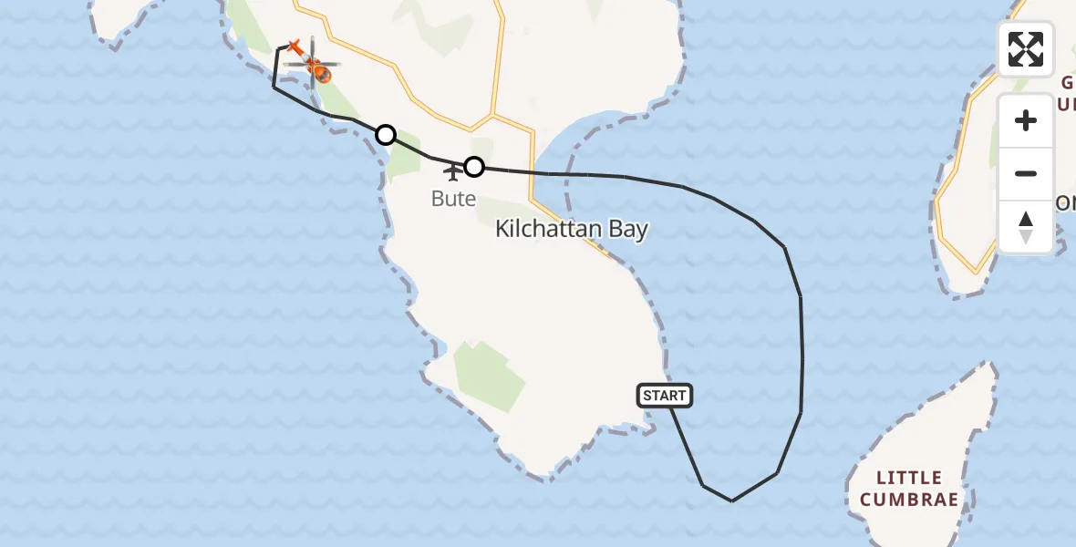 Flight route Coastguard Helicopter Inner Seas - Inner Seas, 26 September 2026, 19:25