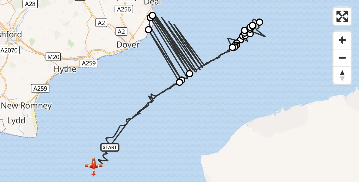 Flight route Coastguard Drone English Channel - English Channel, 27 September 2026, 02:07