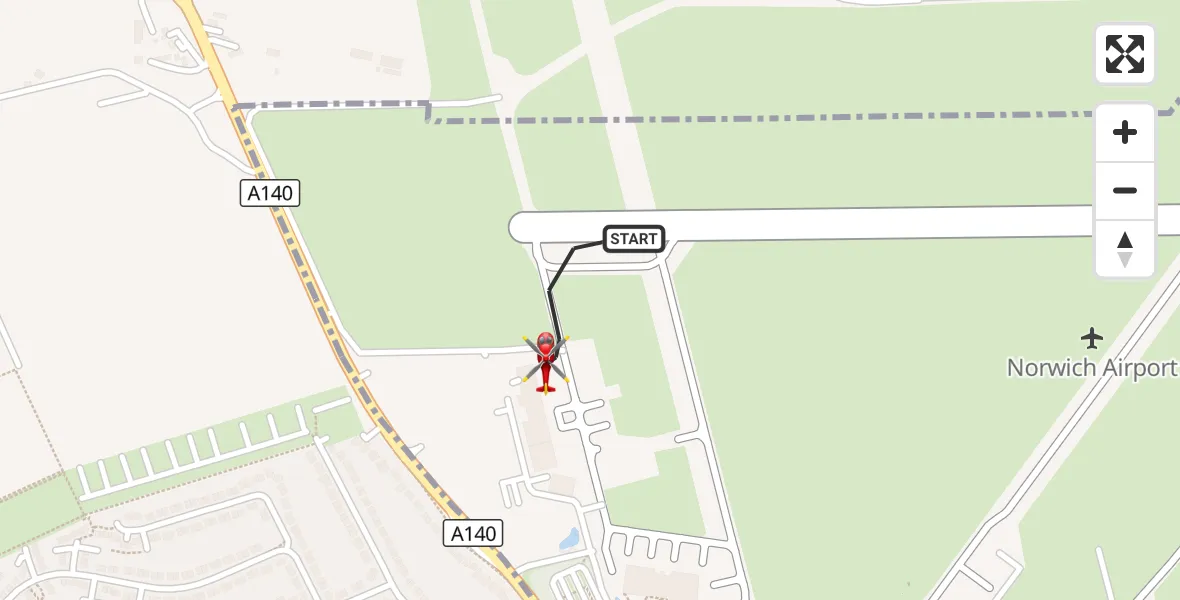 Flight route Air Ambulance Helicopter Norwich Airport - Norwich Airport, 27 September 2026, 04:10