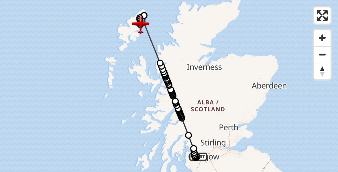 Flight route Air Ambulance Aircraft Glasgow Airport - Stornoway Airport, 27 September 2026, 07:19