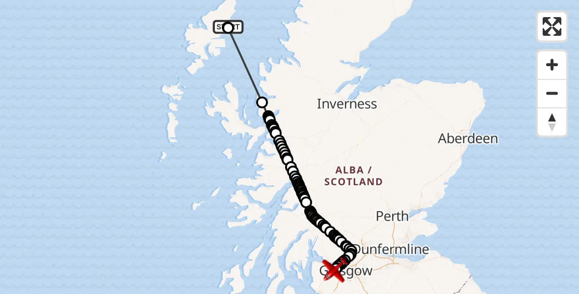 Flight route Air Ambulance Aircraft Stornoway Airport - Glasgow Airport, 27 September 2026, 08:29