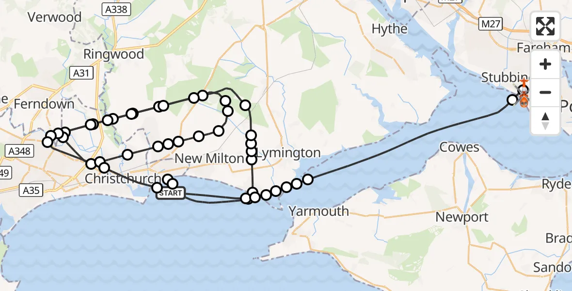 Flight route Coastguard Helicopter English Channel - Solent Airport, 27 September 2026, 10:03