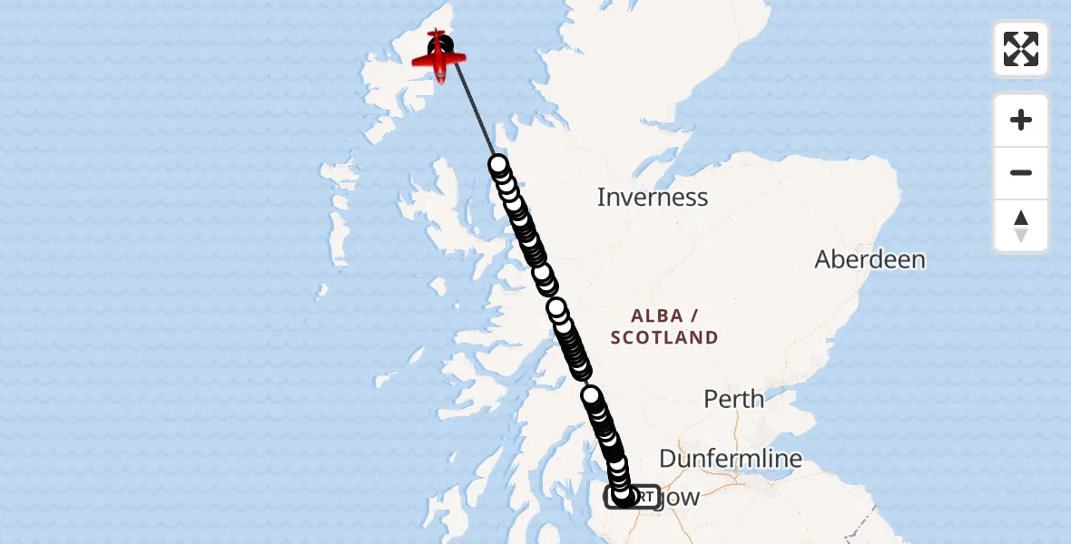 Flight route Air Ambulance Aircraft Glasgow Airport - Stornoway Airport, 27 September 2026, 11:24