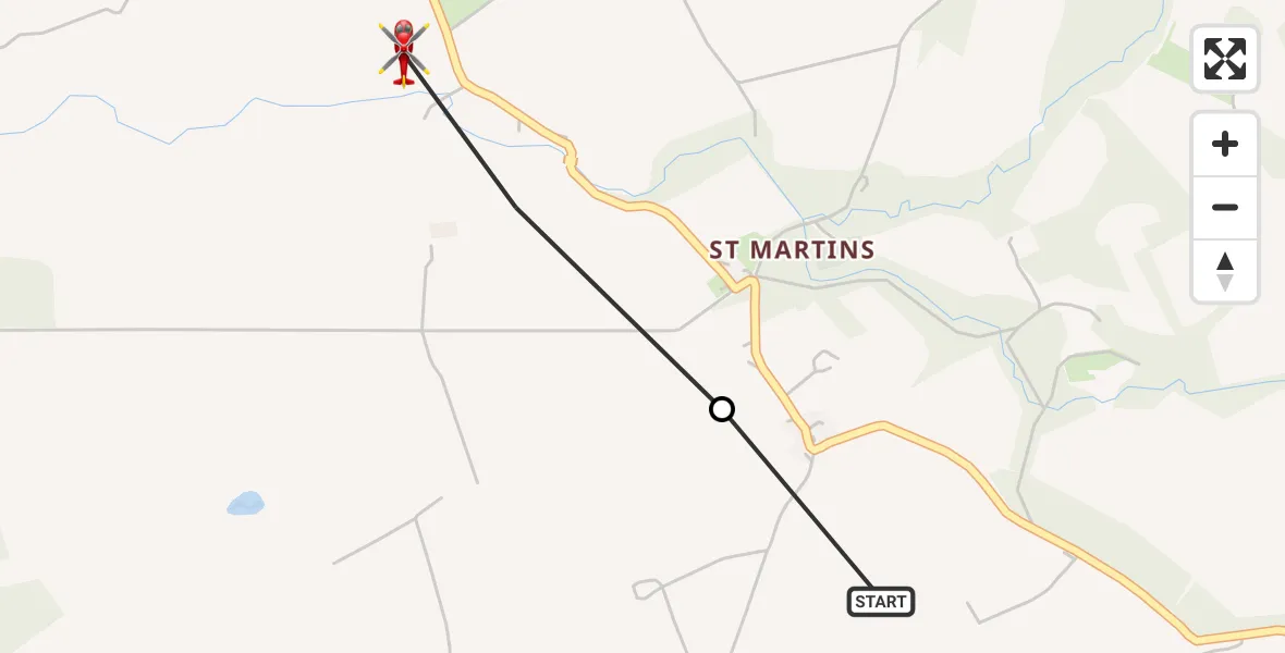 Flight route Air Ambulance Helicopter Balbeggie - Guildtown, 27 September 2026, 11:50