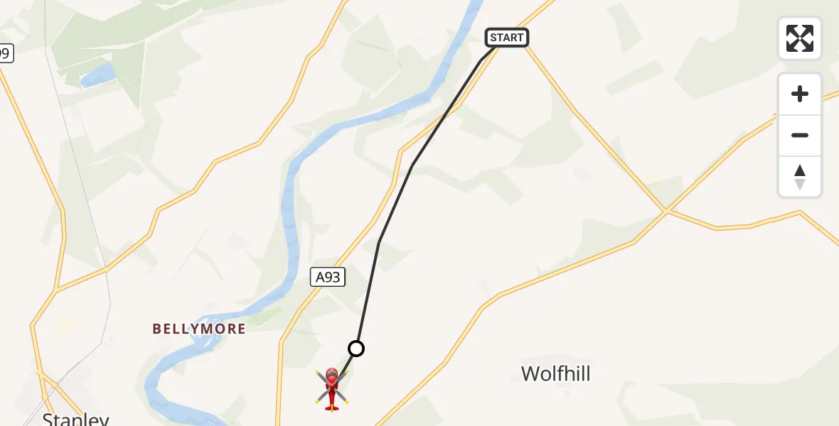 Flight route Air Ambulance Helicopter Guildtown - Guildtown, 27 September 2026, 12:01