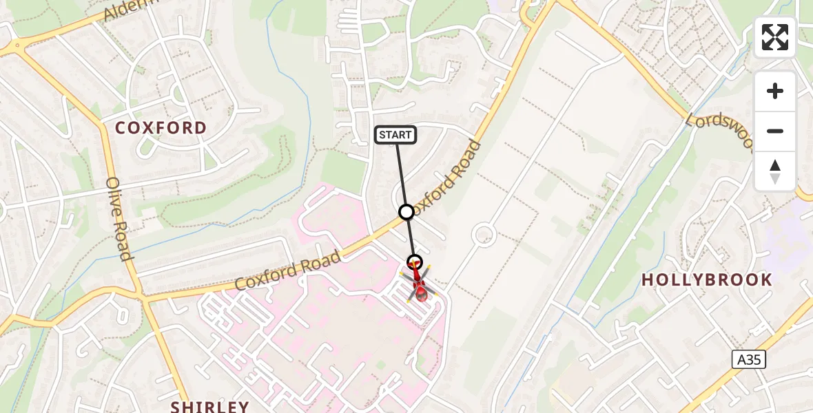 Flight route Air Ambulance Helicopter University Hospital Southampton - University Hospital Southampton, 27 September 2026, 12:15