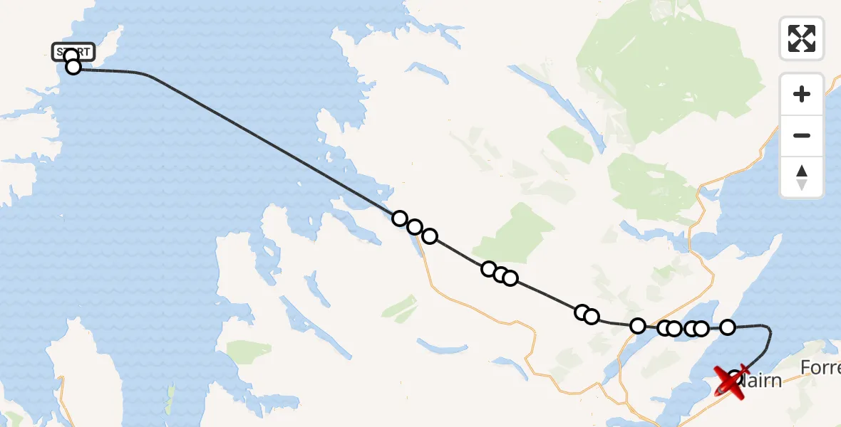 Flight route Air Ambulance Aircraft Stornoway Airport - Delnies, 27 September 2026, 13:25