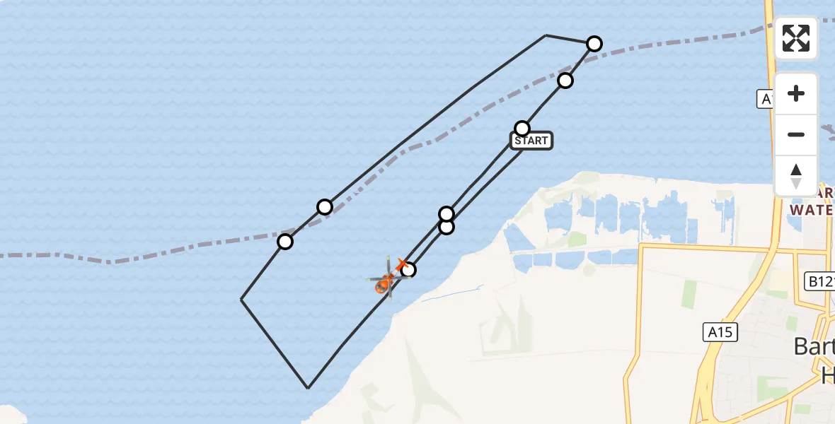 Flight route Coastguard Helicopter Barton-upon-Humber - South Ferriby, 27 September 2026, 14:19