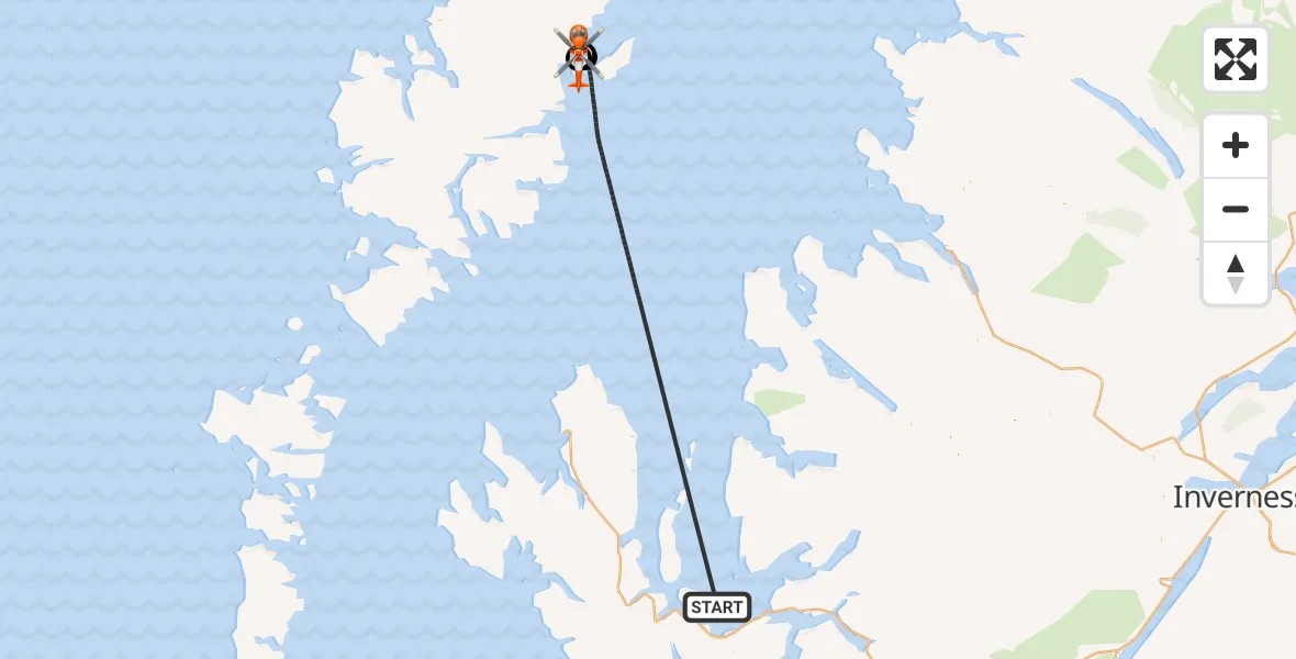 Flight route Coastguard Helicopter Inner Seas - Stornoway Airport, 27 September 2026, 21:46
