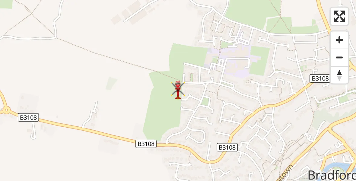 Flight route Air Ambulance Helicopter Bradford-on-Avon - Bradford-on-Avon, 27 September 2026, 23:11